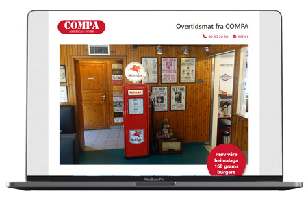 Nettside for COMPA American Diner. Foto.